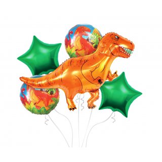 Balony foliowe zestaw Urodziny Dinozaury, 5 sztuk, GoDan
