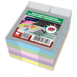 Bloczek kartek kolorowych w pojemniku 85 X 85 X 35 mm, Interdruk