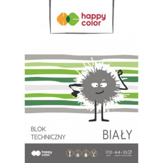 Blok techniczny biały 170g/m2 A4 10ark., Happy Color