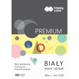 Blok techniczny biały premium 250g/m2 A4 10ark., Happy Color