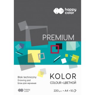 Blok techniczny kolorowy premium 220g/m2 A4 10ark., Happy Color
