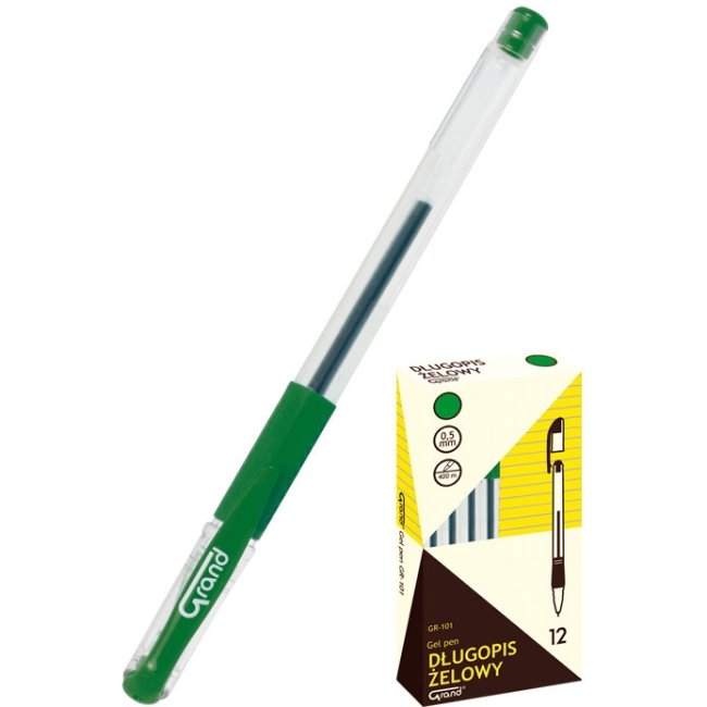 Długopis żelowy GR101 zielony, Grand