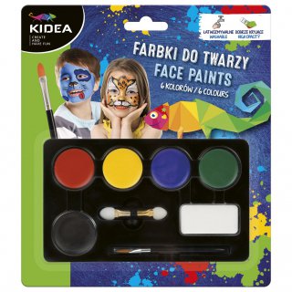 Farbki do malowania twarzy 6 kolorów, Kidea