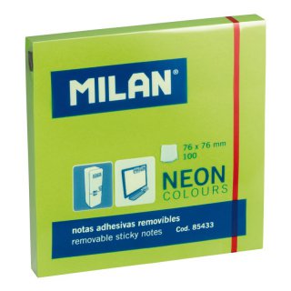 Bloczek samoprzylepny 75 x 75 neon zielony, Milan