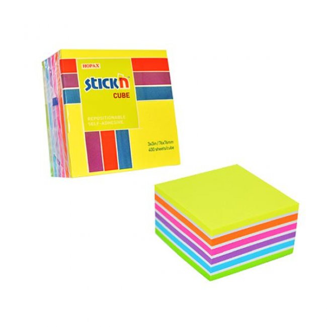 Notes samoprzylepny 76 x 76 mm, mix kolorów neon i pastel (12) , Stick`n