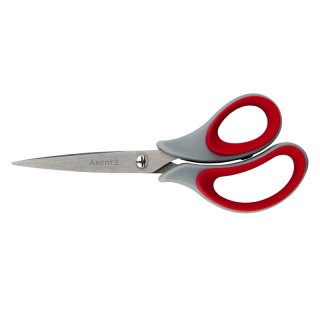 Nożyczki 16.5 cm Douton Soft szaro-czerwone, Axent