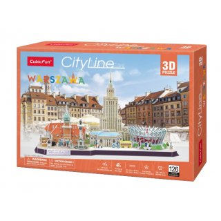 Puzzle 3D Cityline Warszawa 126 elementów, Cubic Fun